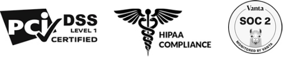 PCI DSS, HIPAA, and SOC 2 Security Compliance badges